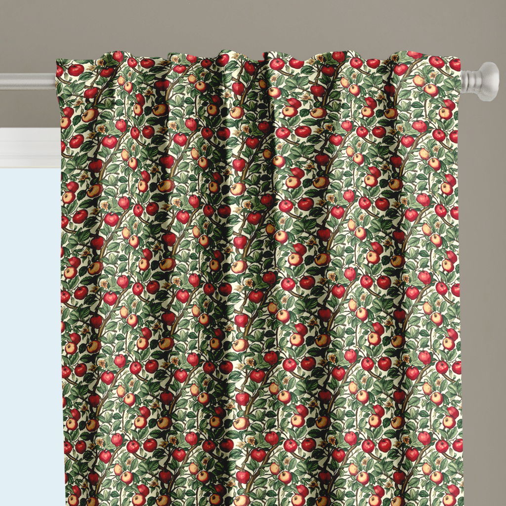 Window Curtain Set - Cotton Blend (2 Panels) | Apple | William Morris Inspired Collection