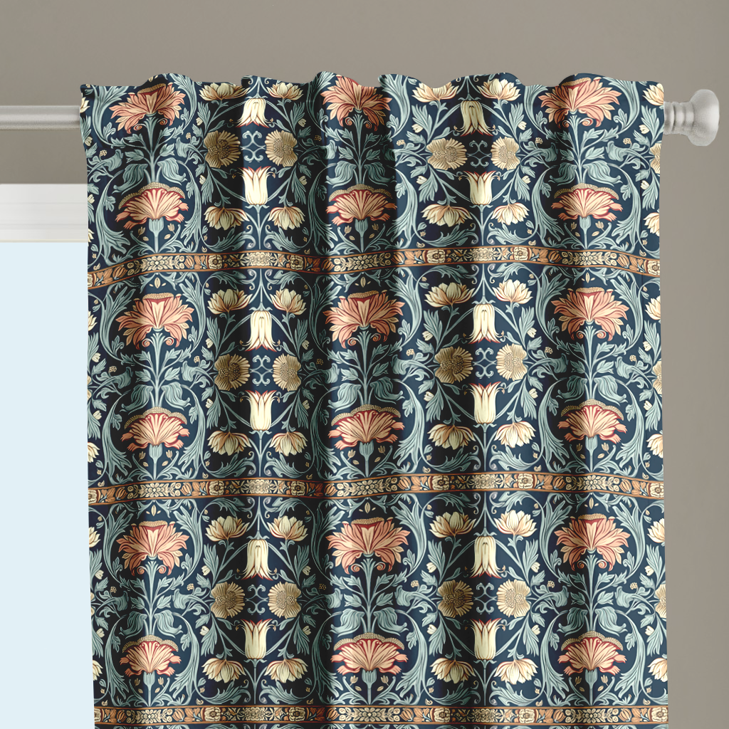 Window Curtain Set - Cotton Blend (2 Panels) | Tewksbury | William Morris Inspired Collection