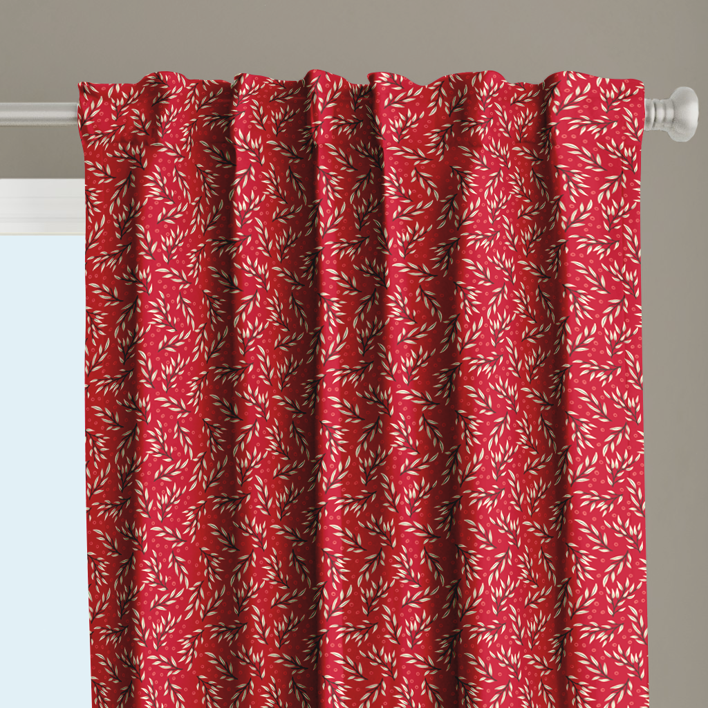Window Curtain Set - Cotton Blend (2 Panels) | Apple | William Morris Inspired Collection