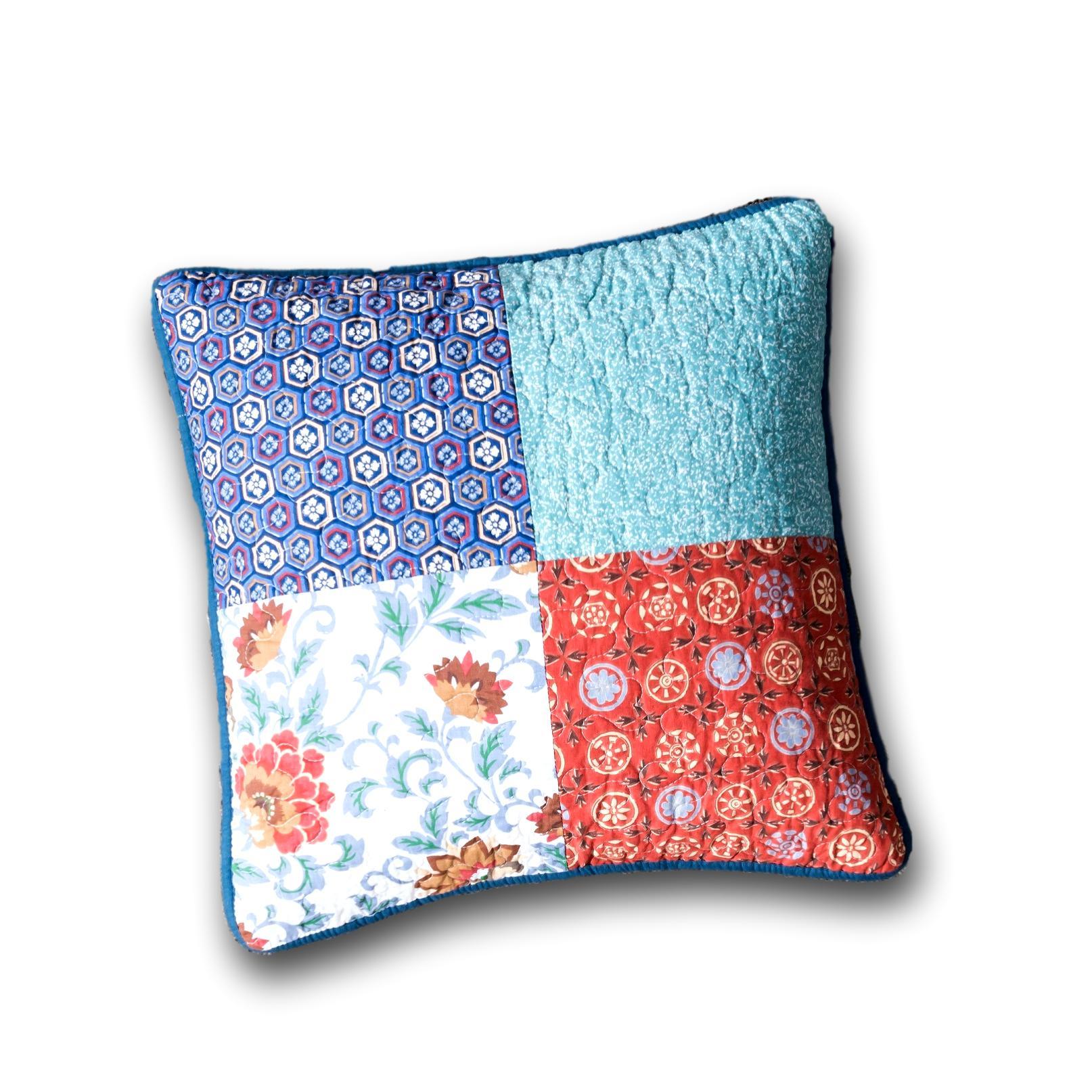 DaDa Bedding Set of 2-Pieces Bohemian Vibes Patchwork Floral Throw Pillow Covers, 18