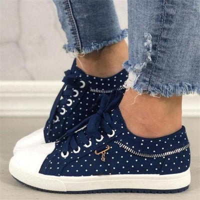 Cute Blue Women Fashion Shoes Summer Casual Design Lace Breathable Platform Flat Woman Sneakers Walking Lace-up Comfortable Walking Footwear Fashion Sneakers