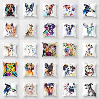 Cute Dog Peachskin Pillowcase Cover Kids Gift Animals Puppy Pet Dog Painting Cotton Linen Throw Pillow Case Cushion Cover Square Animal Pillow Covers Home Decor Pillows Covers Pillowcase 45x45CM