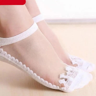 Cute Sock Slipper Women 1 Pair 2 Pieces Silk Spring Summer Thin Breathable Girl Socks Women Socks Breathable Anti-Friction Ultra Thin Socks for Women Transparent Lace Silk Elastic Socks