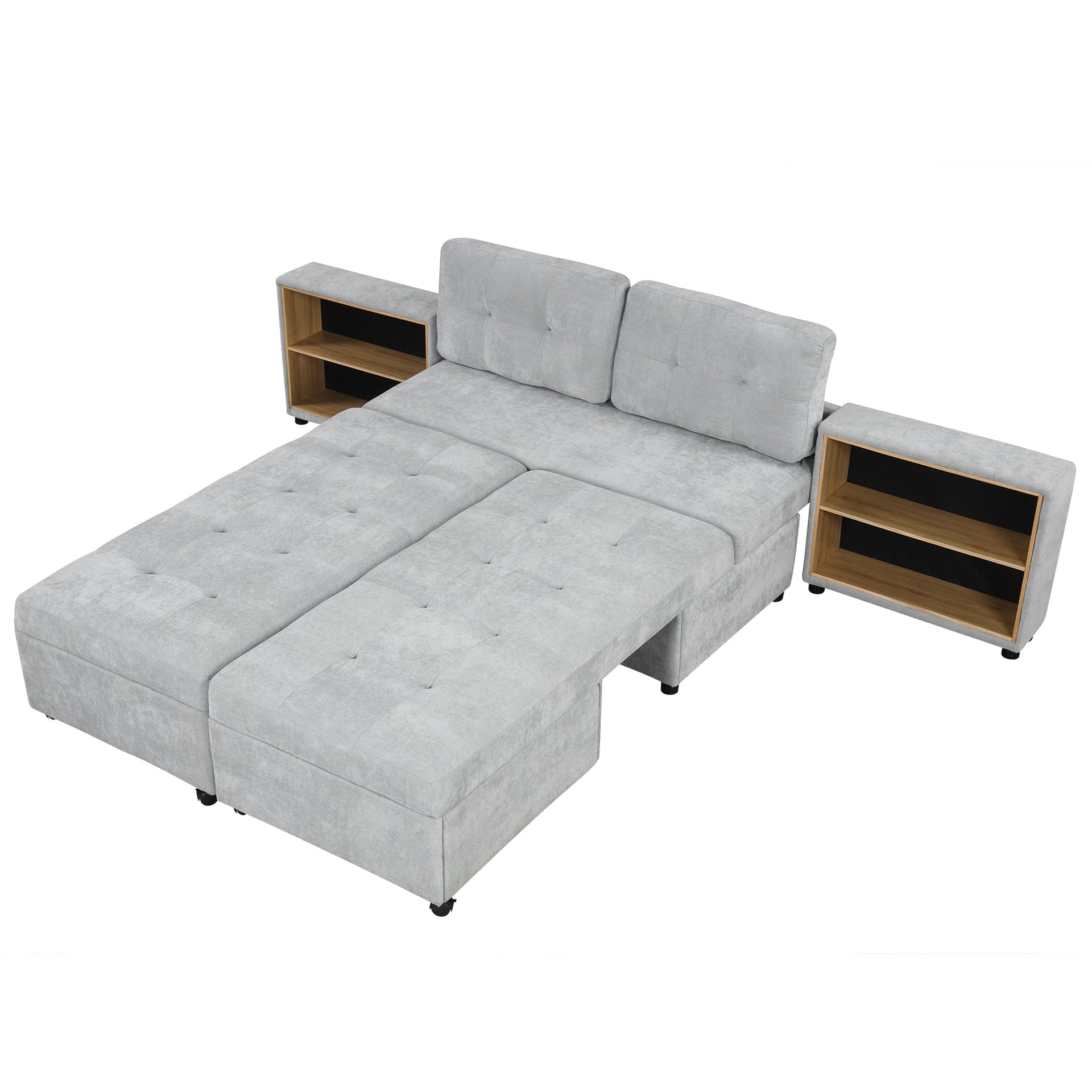 121.2' Versatile Sofa Bed Modular Sofa Free-combined Sofa with Two Storage Racks, Gray