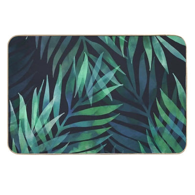 Dark Green Palms Leaves Pattern Versatile Bath Mat