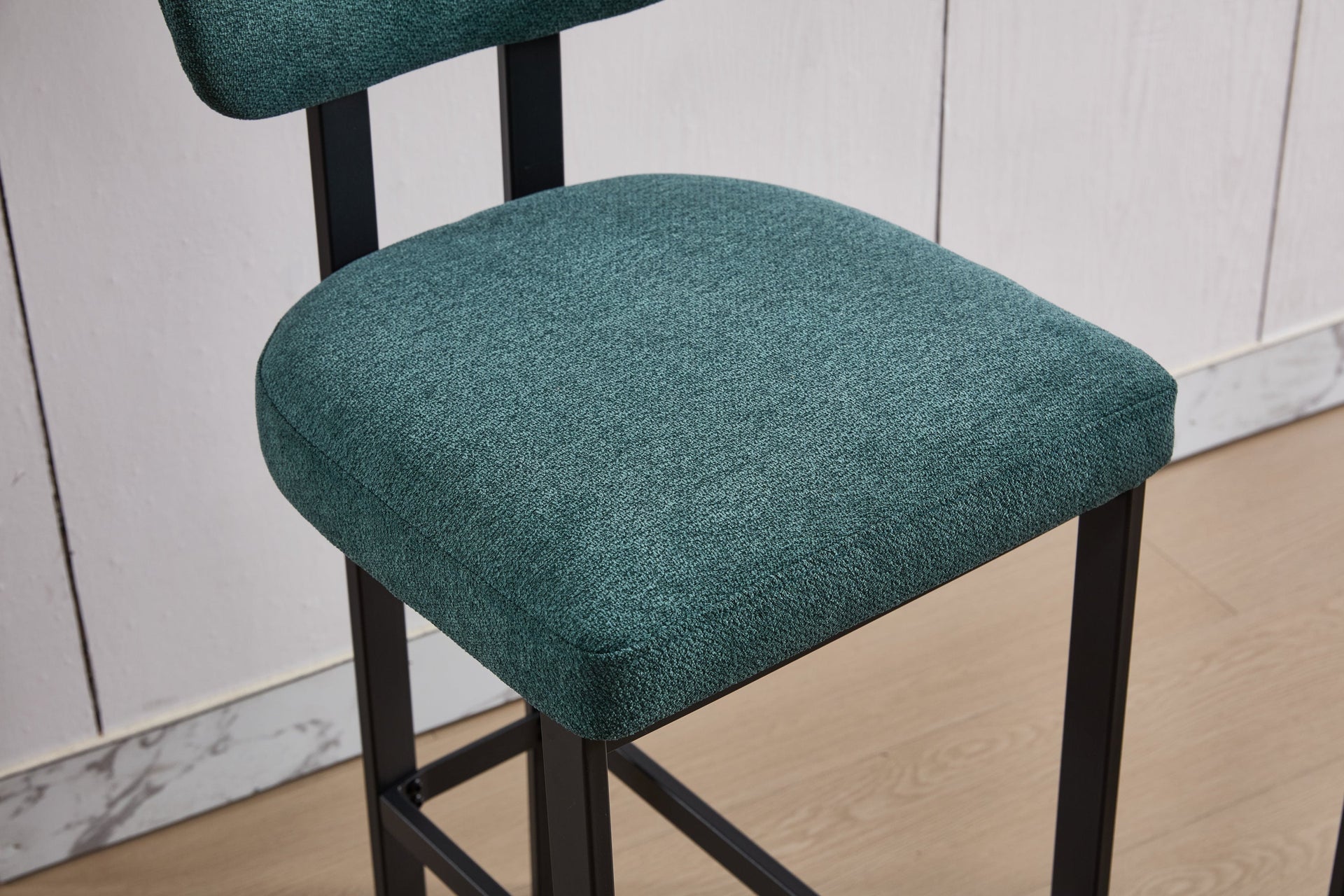 Bar Stools Set of 2, 26 inch Modern Upholstered Fabric Counter Height Barstools, Kitchen Island Chairs with Black Metal Legs for Dining Room/Kitchen Island/Bar
