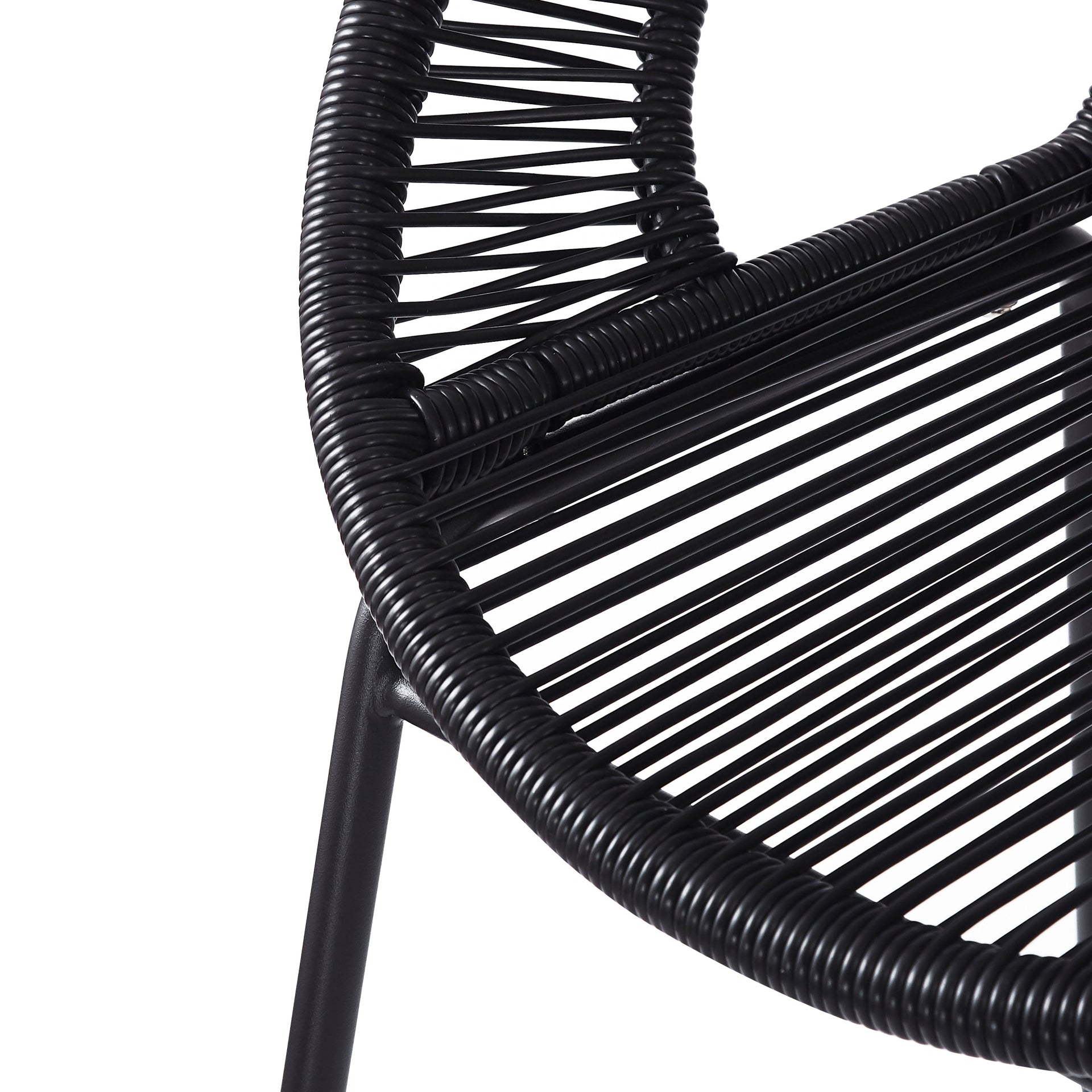 Ferrara Outdoor Patio Barstool Set of 2, Black Faux Wicker PE Rattan with Iron Frame