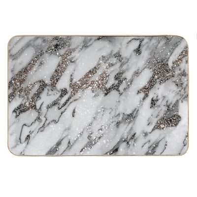 Classic White Marble Silver Glam #1 (Photo of Glitter Only - Not Reflective) Bath Mat