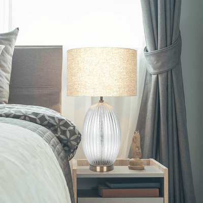 Aurora Ribbed Glass Lamp Base Clear Table Lamp Large