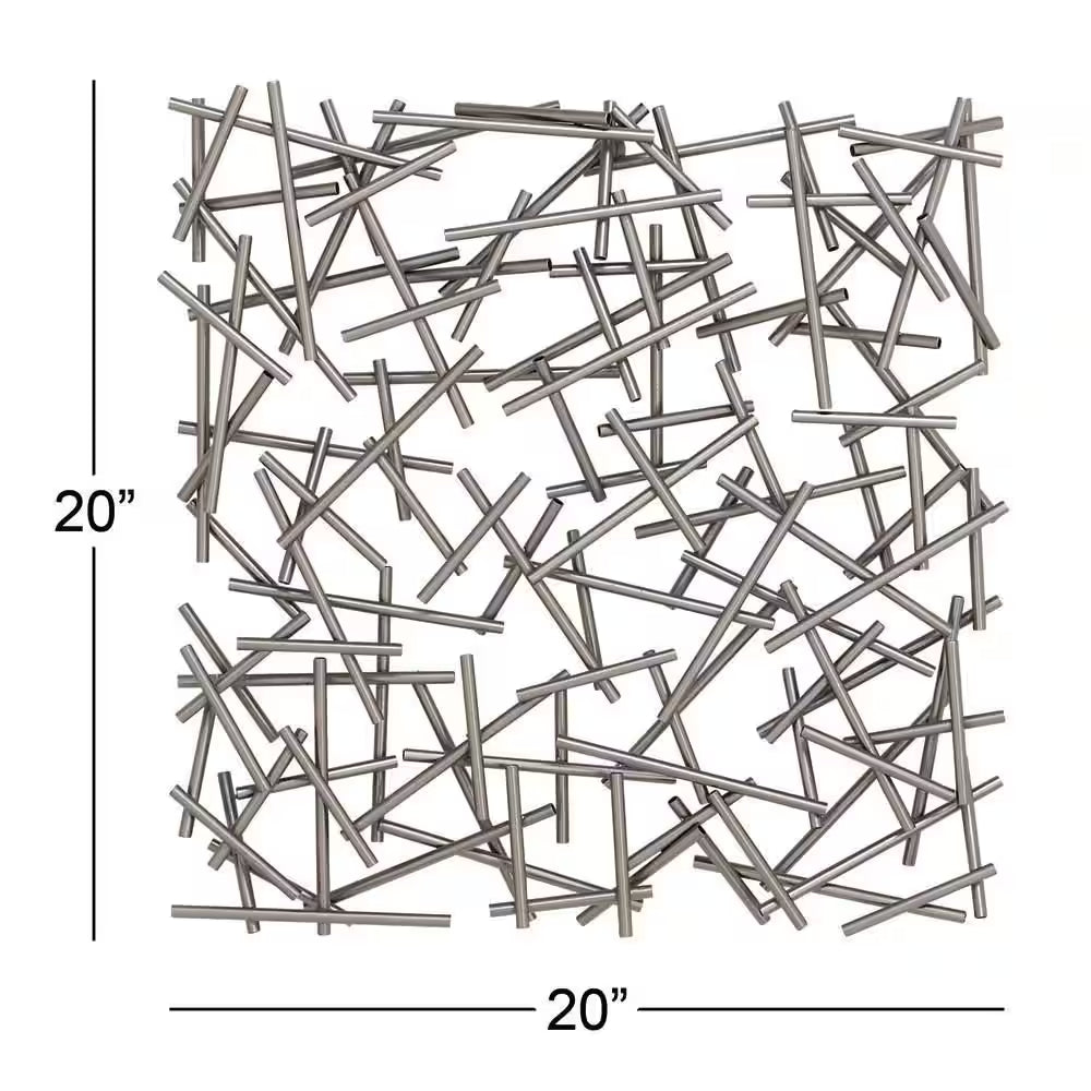 20 In. X 20 In. Metal Silver Overlapping Lines Geometric Wall Decor