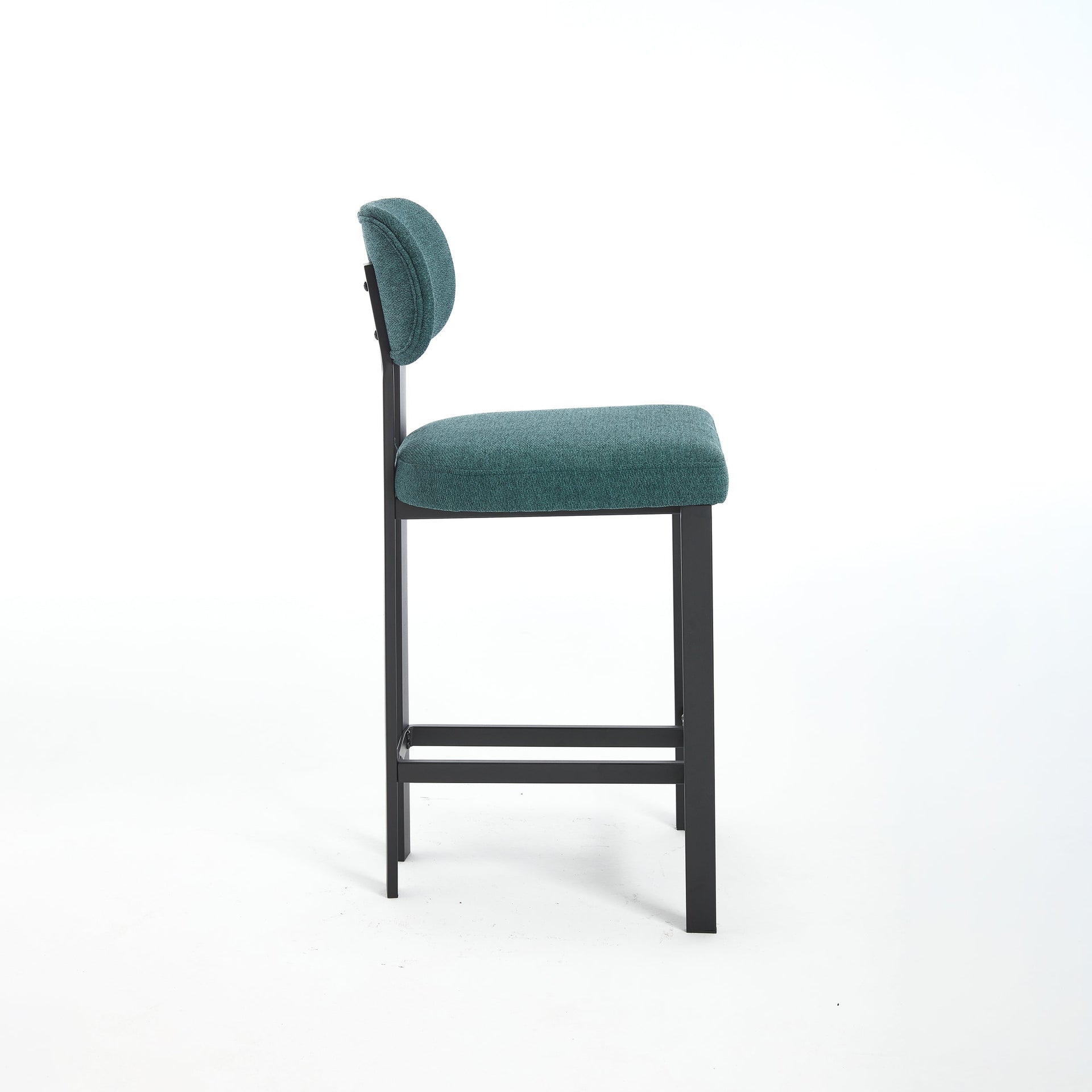 Bar Stools Set of 2, 26 inch Modern Upholstered Fabric Counter Height Barstools, Kitchen Island Chairs with Black Metal Legs for Dining Room/Kitchen Island/Bar