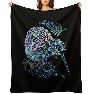 NEW ZEALAND KIWI AND FERN PAUA Sustainable Throw Blanket