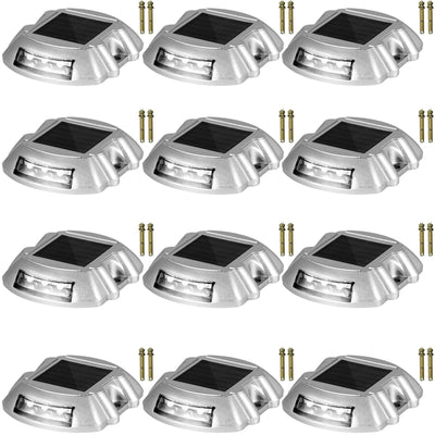 Solar Pathway Lights, 12-Pack, White, Includes Screws, Weatherproof Outdoor Deck Lights, 6 LED, Ideal For Garden Paths, Walkways, Driveways & Steps