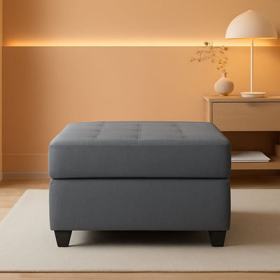 Dark Gray Upholstered Ottoman With Concealed Storage