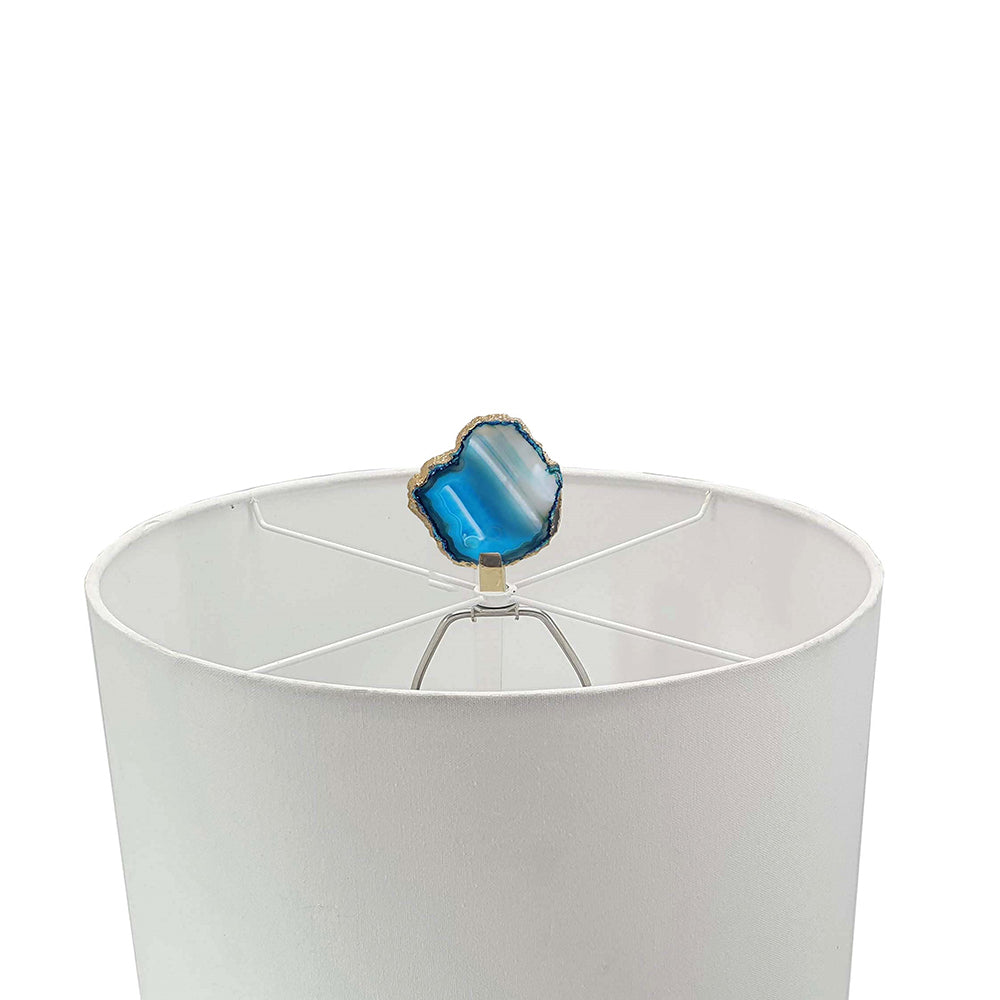 15x29.5' Blue and White Agate Slice Table Lamp with Marble Base