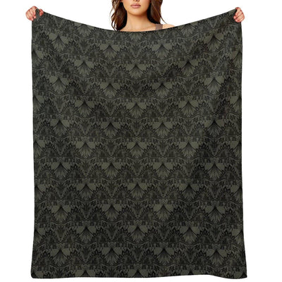 Stegosaurus Lace - Black Grey Throw Blanket