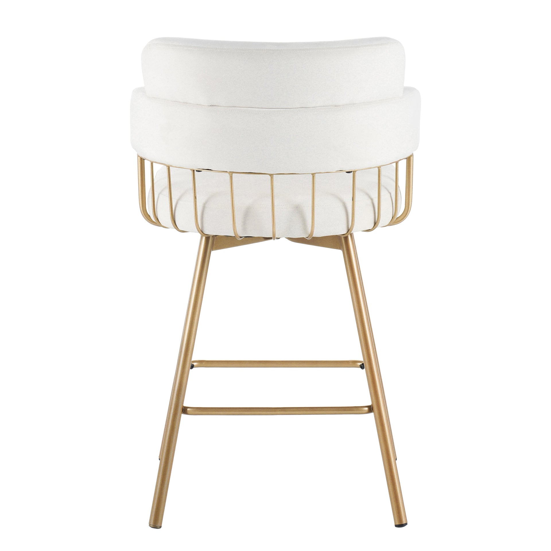 26' Counter Height Bar Stools Set of 2, 180° Swivel Upholstered Barstools with Backs and Metal Legs, Bar Stools for Kitchen Island, Cafe, Pub,