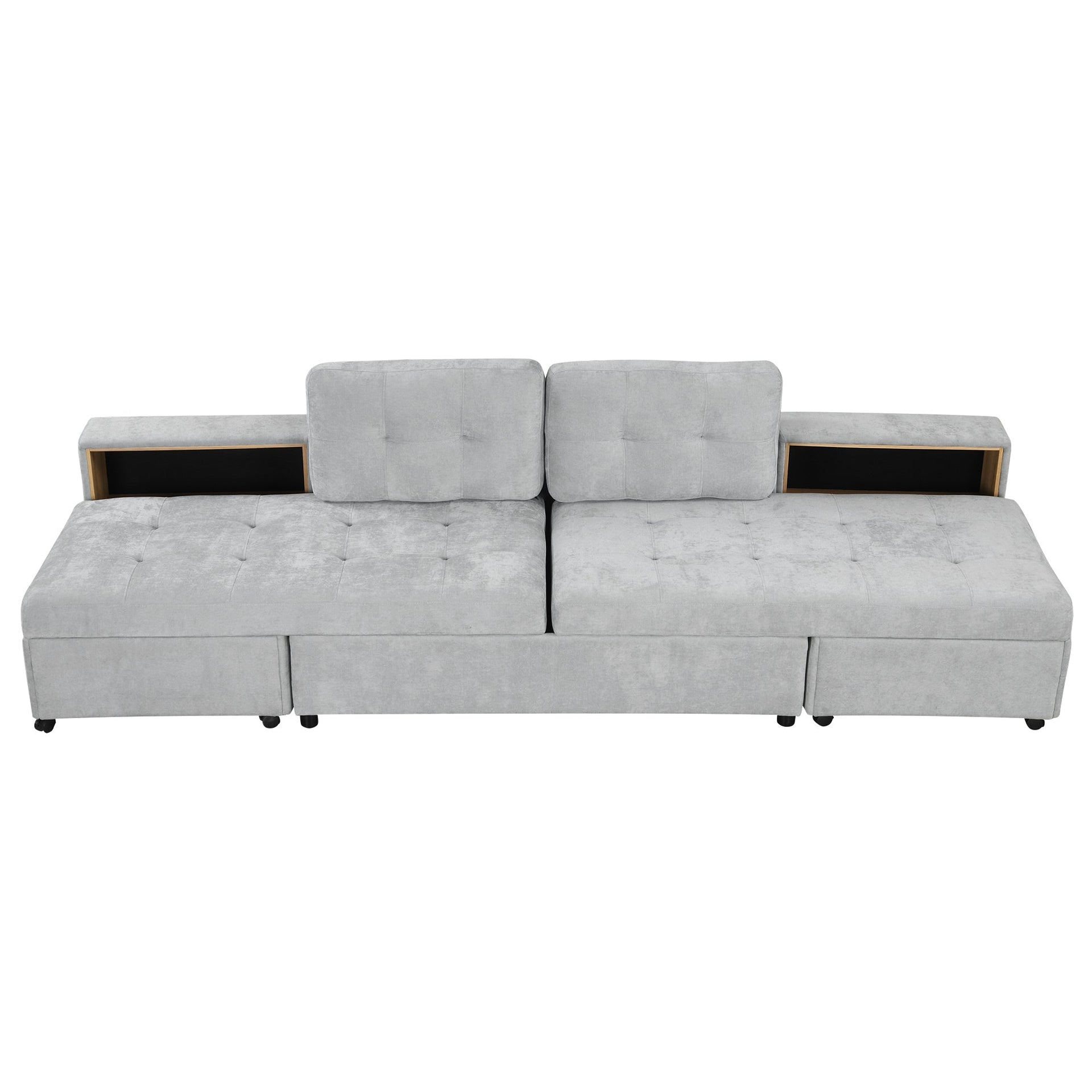 121.2' Versatile Sofa Bed Modular Sofa Free-combined Sofa with Two Storage Racks, Gray