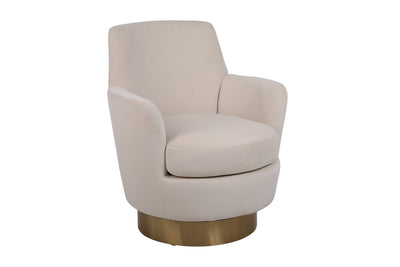 Beige Orange Velvet Swivel Barrel Chair