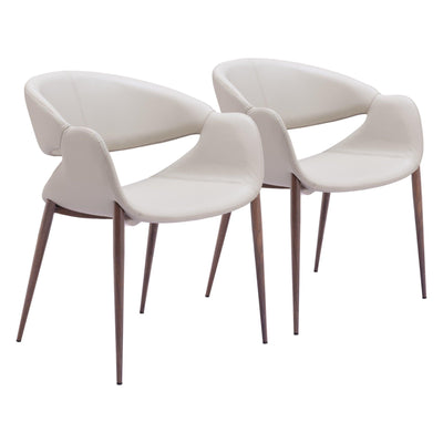 Limay Dining Chair (Set of 2) Beige & Walnut
