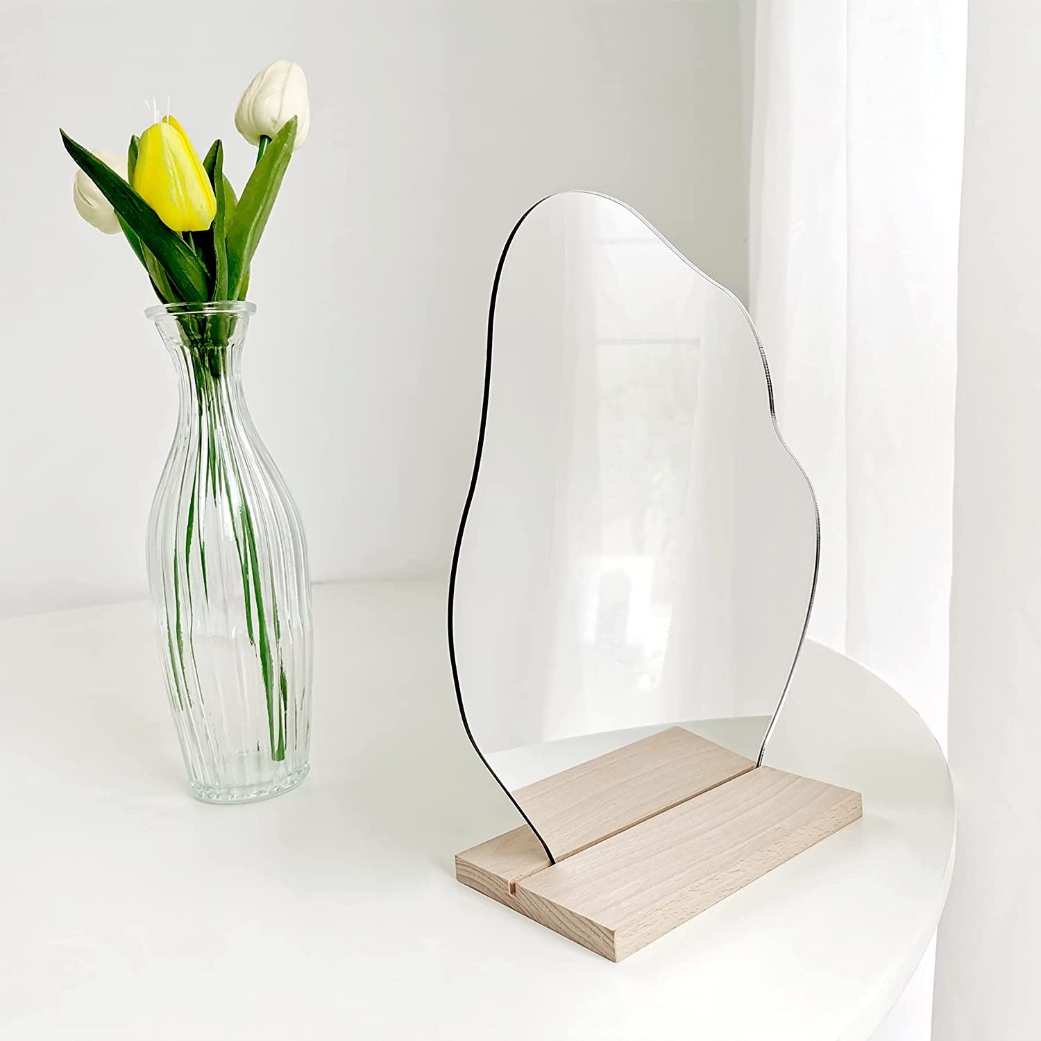 Preppy Room Decor Desk Mirror, Table Decr Aesthetic Mirror, Cute Room Decor Table Mirror, Boho Mirror for Desk, Asymmetrical Cloud Mirror