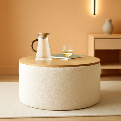 21 Inch Round Ottoman With Ample Storage Compartment
