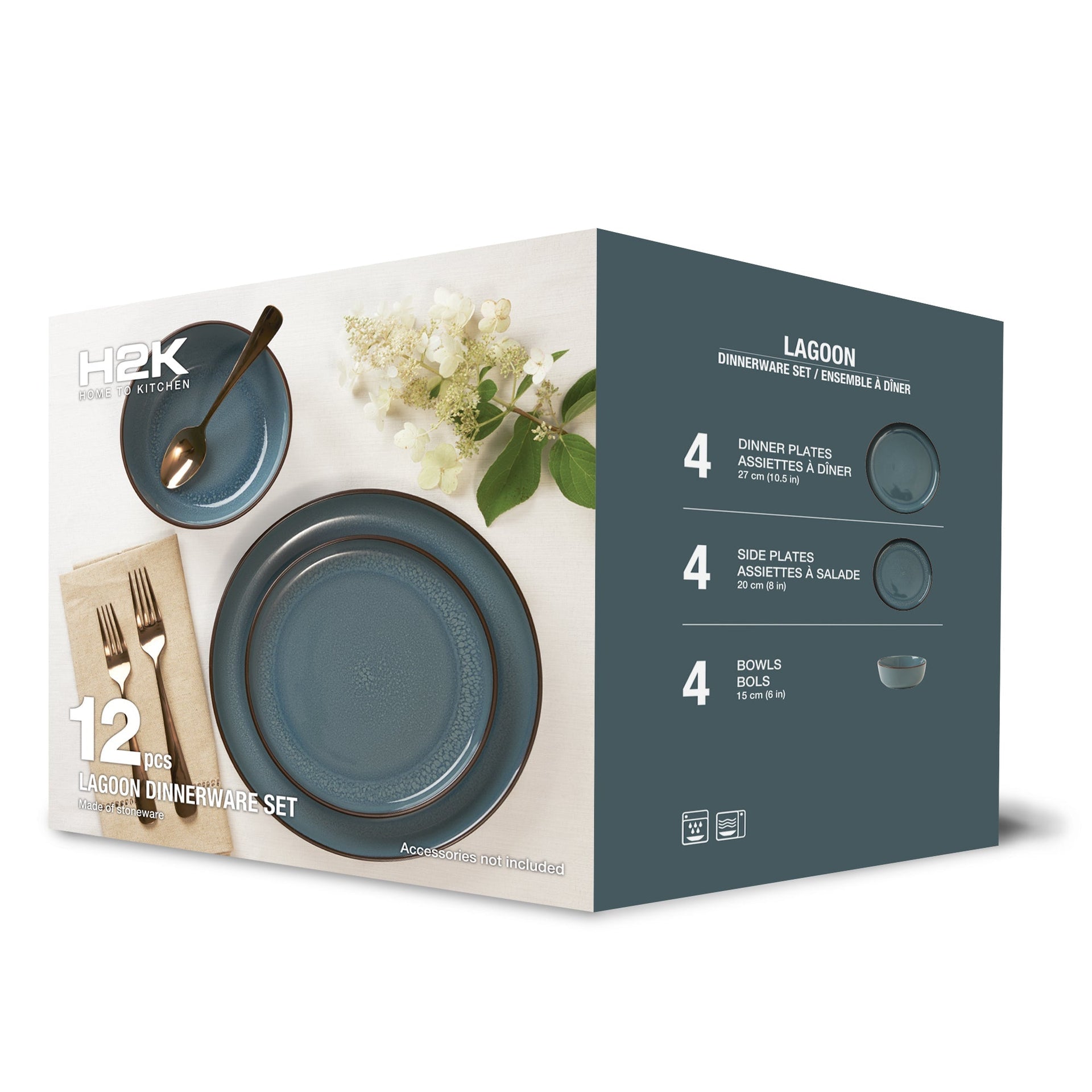 Dinnerware Set 12 Piece Stoneware, Service for 4