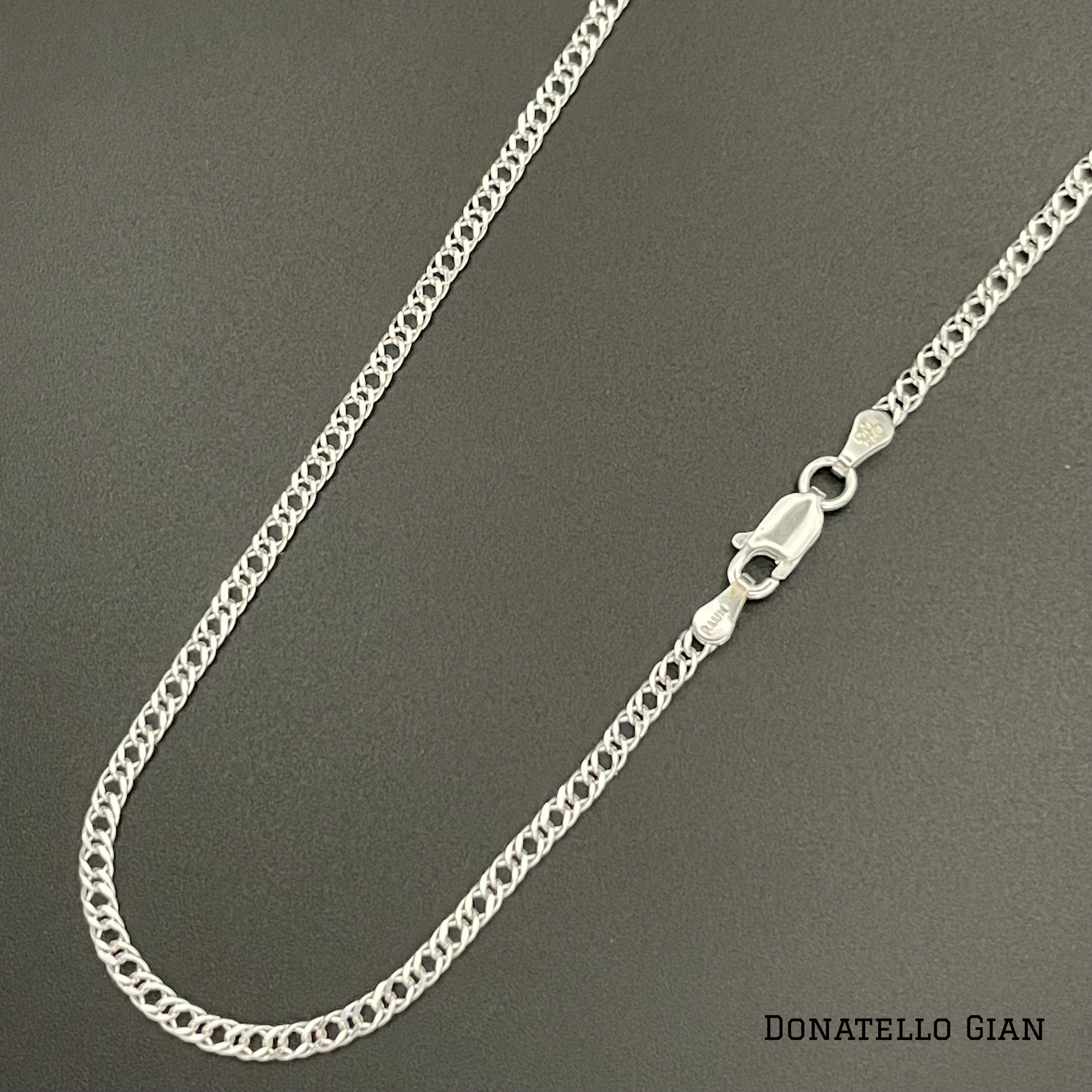Sterling Silver 925 Double Curb Chain 2MM, 16