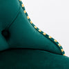 Green Velvet Swivel Adjustable Height Barstools with Golden Nail Heads - Set of 2