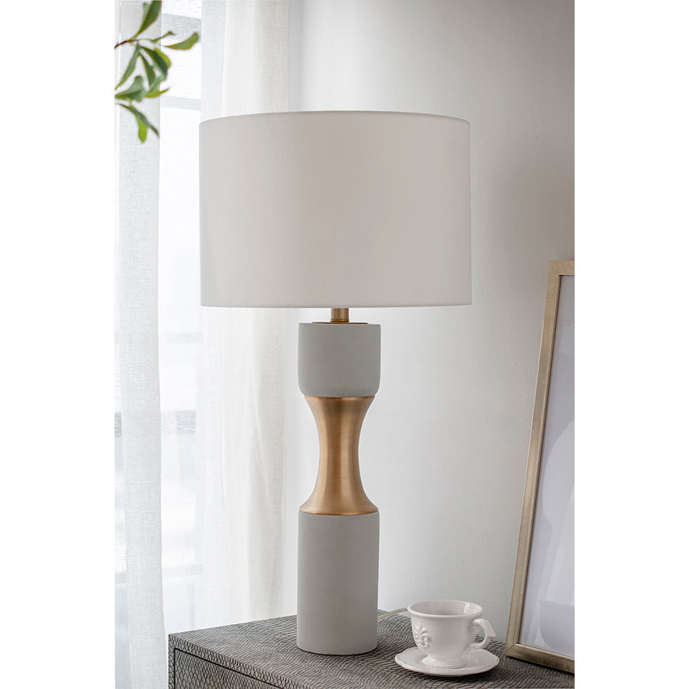 15x15x30' Cement With Metal Table Lamp