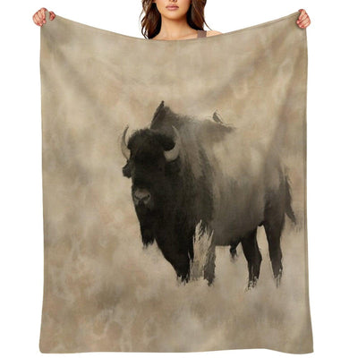 American Buffalo - Plains Bison Throw Blanket