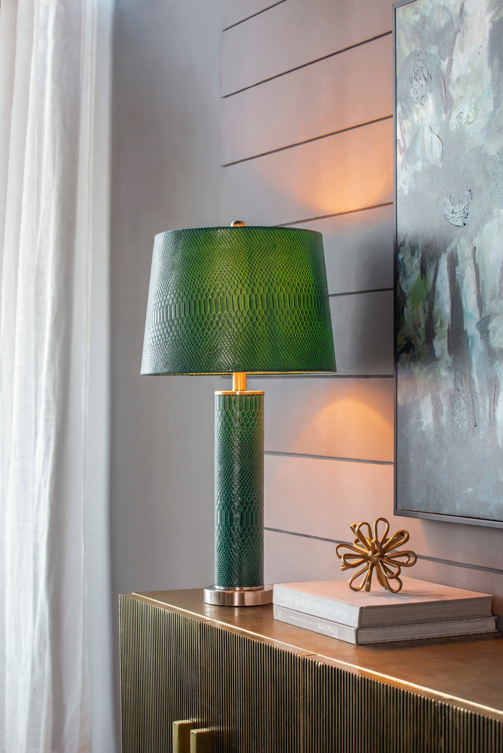 14x14x27' Leather Table Lamp