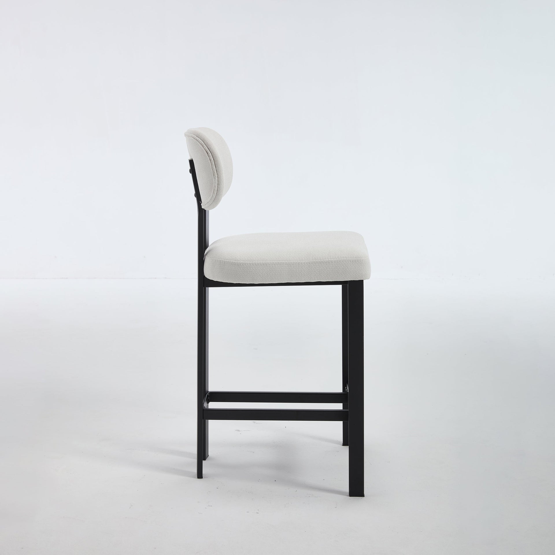 Bar Stools Set of 2, 26 inch Modern Upholstered Fabric Counter Height Barstools, Kitchen Island Chairs with Black Metal Legs for Dining Room/Kitchen Island/Bar