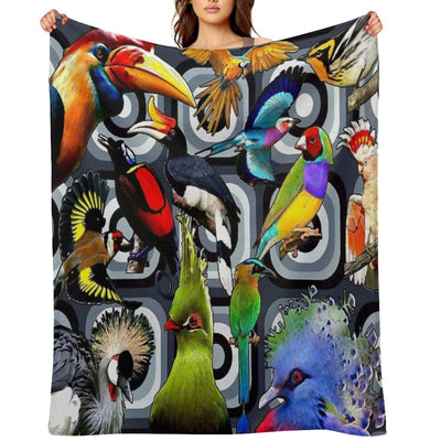 BIRDS RETRO Lightweight Throw Blanket