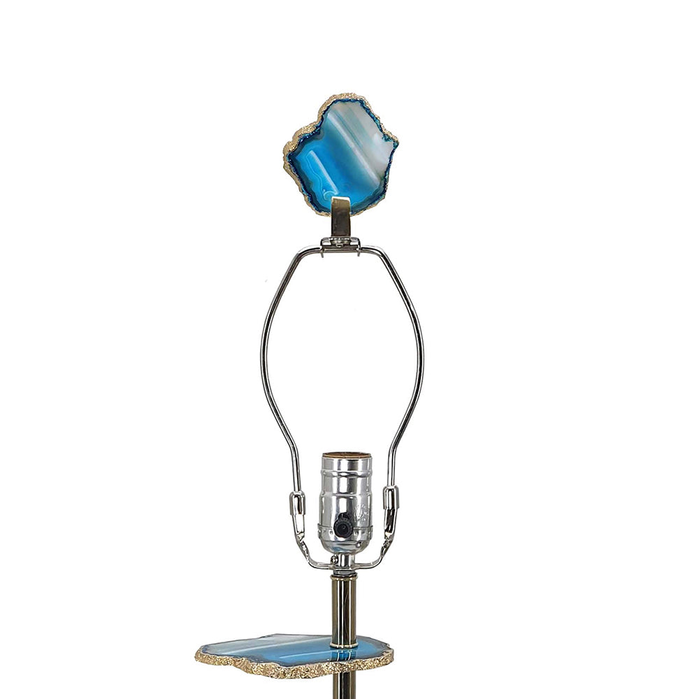 15x29.5' Blue and White Agate Slice Table Lamp with Marble Base