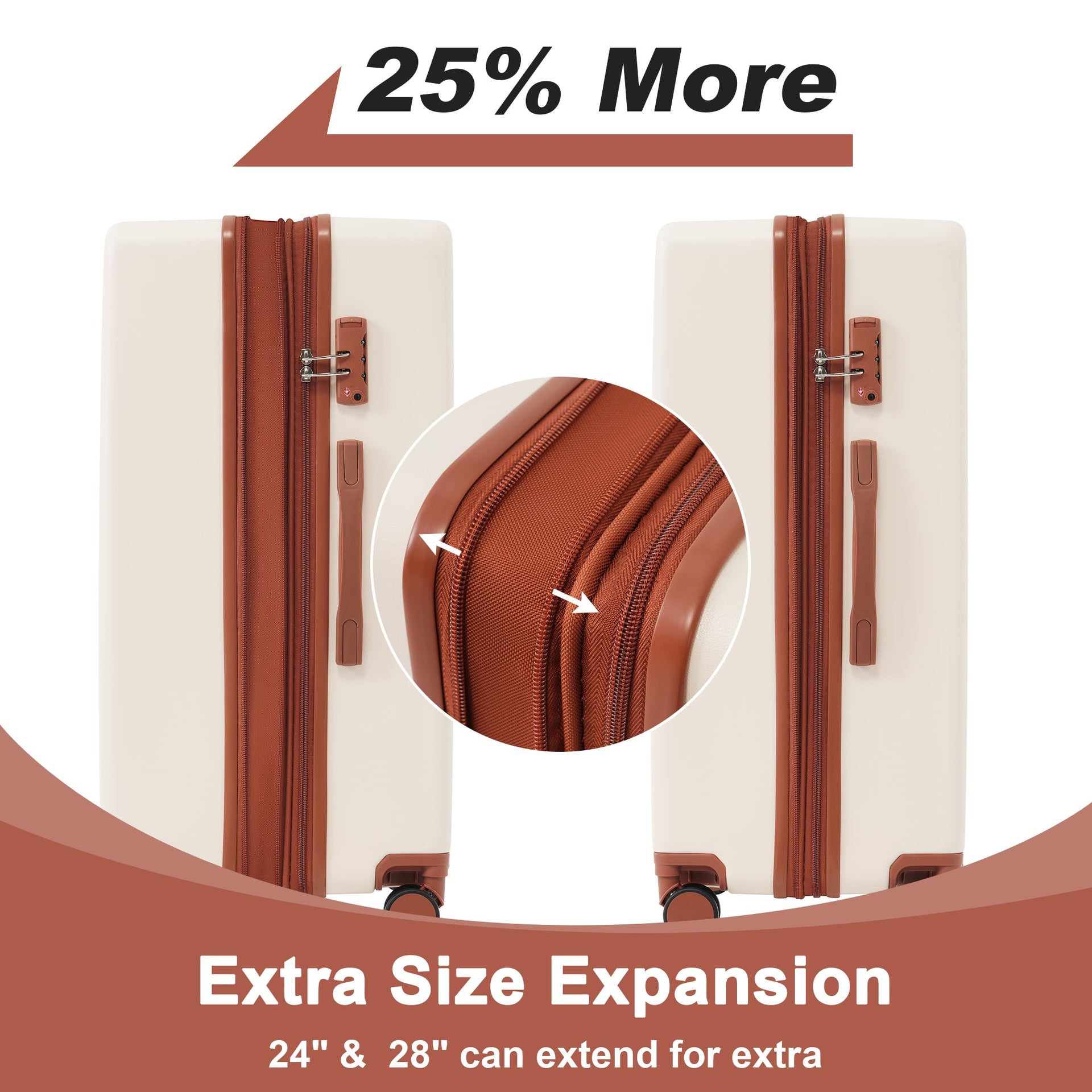 Hardshell Luggage Sets 3 pcs Contrast Color Suitcase with Spinner Wheels and TSA Lock 20' 24' 28' Available