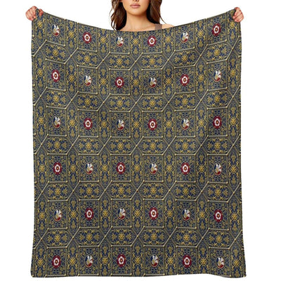 Hampton Court Renaissance Heraldic Tudor Rose Throw Blanket