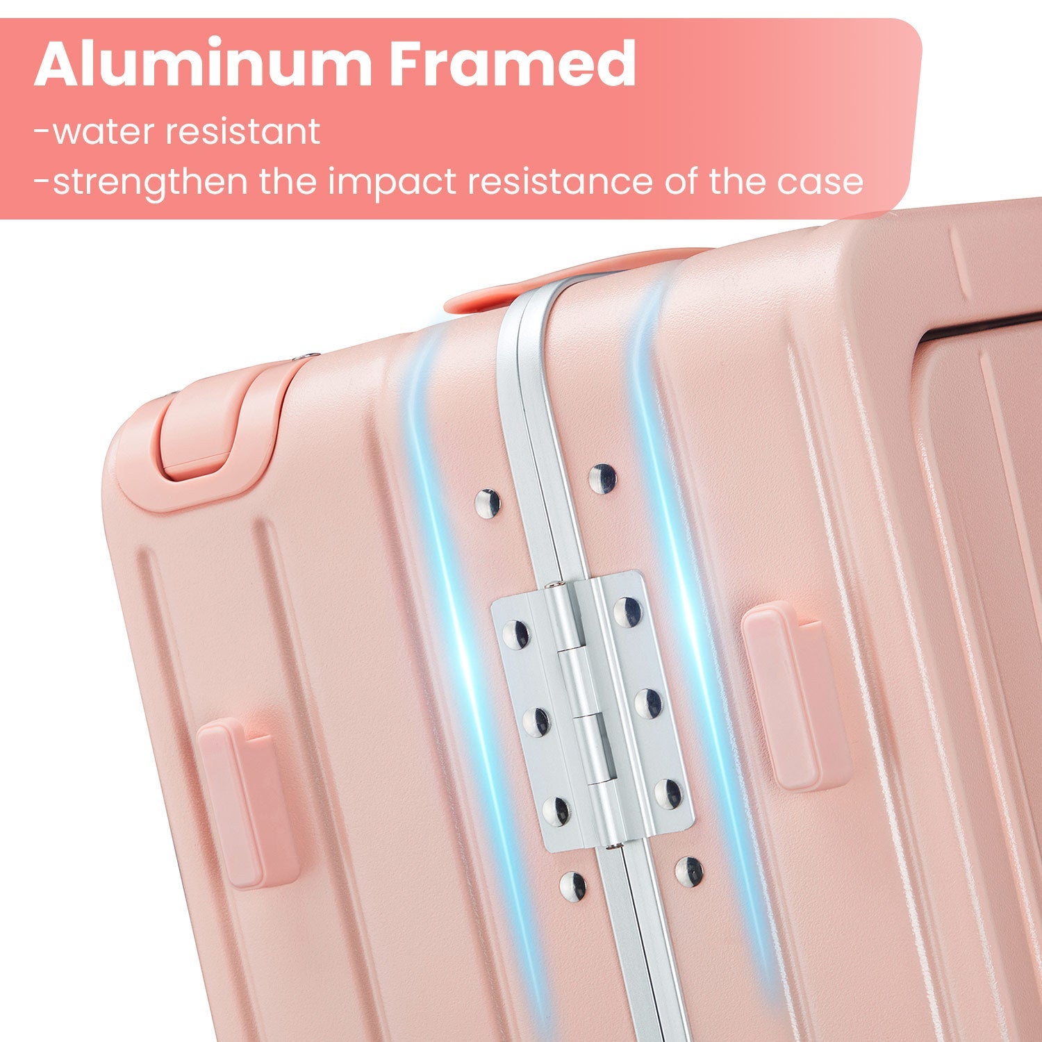 Aluminum Frame 20 Inch with Front Open Carry-on Luggage, PC Hard Shell Suitcase, Bounce Wide Handle Pull Rod Luggage with 360°Double Wheels, Built-In TSA Lock, Airline Approved Suitcase for Business