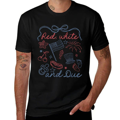 Coquette Bow Red White And Due 4th Of July Pregnancy Reveal Tagless Design T-Shirt