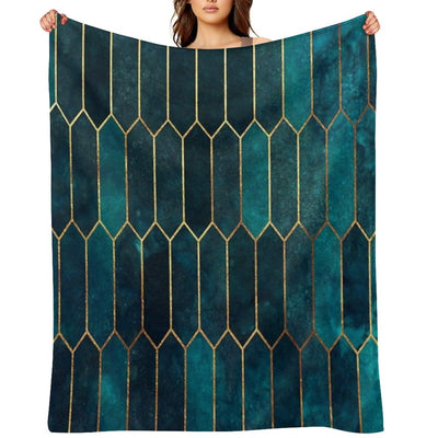 Deep Teal And Blue Gold Pattern Throw Blanket