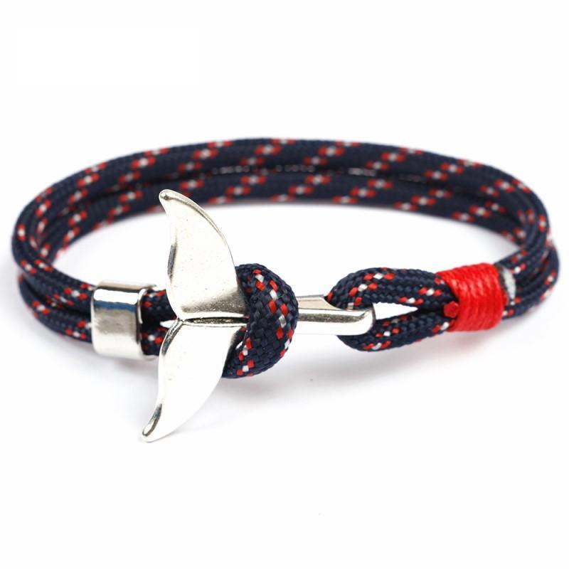 Fashion Whale Tail Bracelets For Men And Women Charm Survival Rope Chain Bracelet Male Wrap Metal Hooks