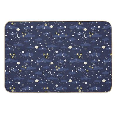 Galaxy - Cosmos, Moon And Stars. Astronomy Pattern. Cute Cartoon Universe Design. Durable Bath Mat