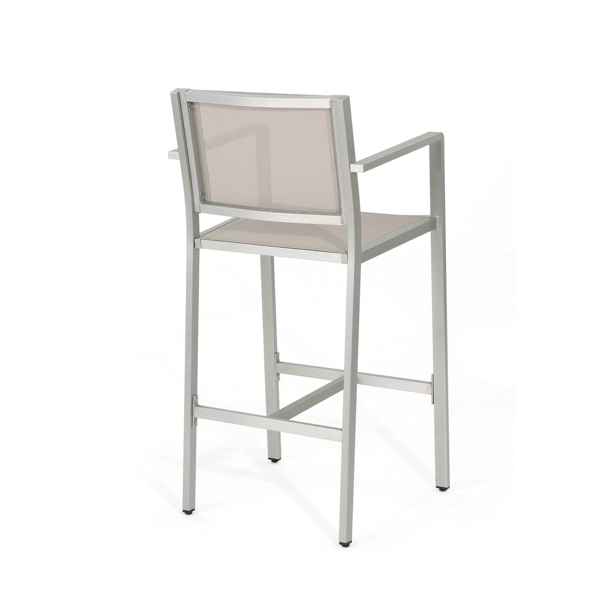 29.5' Outdoor Rust-Proof Aluminum Barstools with Grey Mesh Backrest and Seat, Set of 2