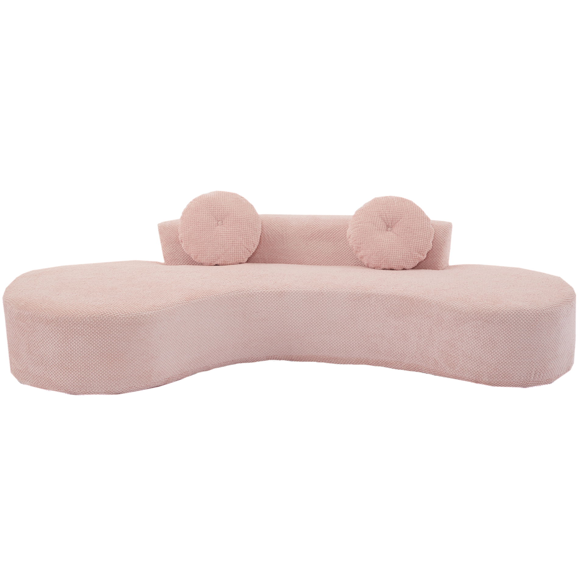 105.5''Curved Sofa, Modern Minimalist Sofa, Cloud Couch Sofa 3-4 Seater Couch with 2 Pillows,Bedroom, No Assembly Required, Point-shaped corduroy,(Anti-Wrinkle) ,Pink