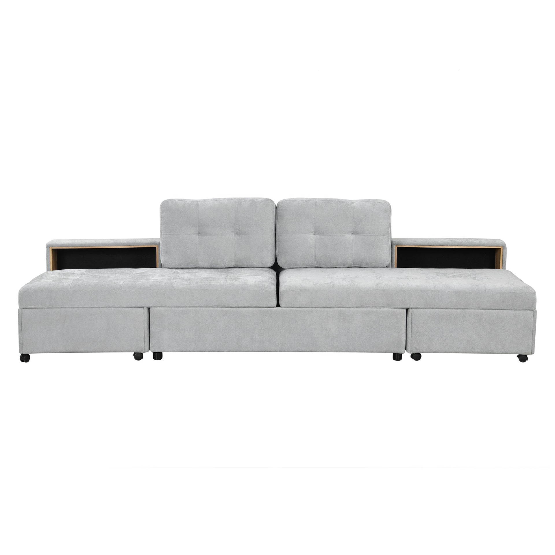 121.2' Versatile Sofa Bed Modular Sofa Free-combined Sofa with Two Storage Racks, Gray
