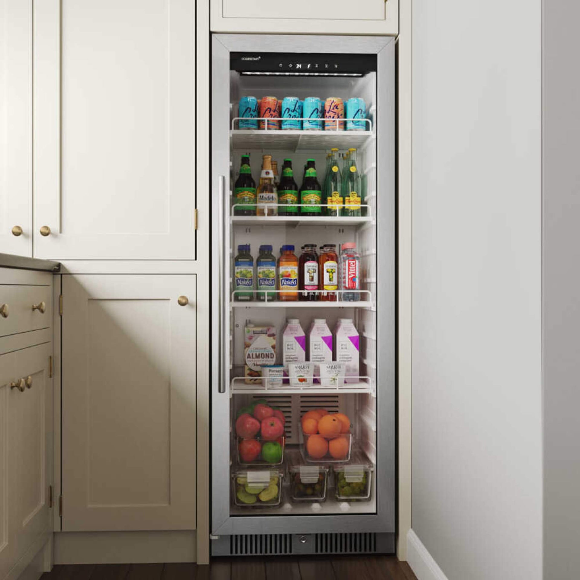 Edgestar 10.1 Cubic Feet Commercial Beverage Merchandiser With Temperature Alarm and Reversible Door, 22