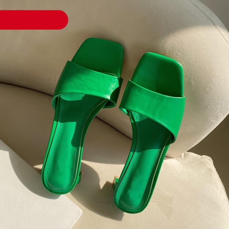 Elegant Women Slippers Summer Outdoor Beach Flip Flop Open Toe Flat Casual Low Heel Sandal Square Open Toe Heeled Sandals Beach Charming Sandals