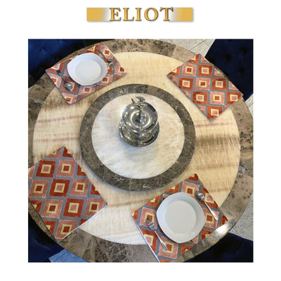 Chic Plate Mats for Your Dinning Room, Corrales - Pack of 4 Beautiful Cut Velvet Thick Placemats - Color: Ruby