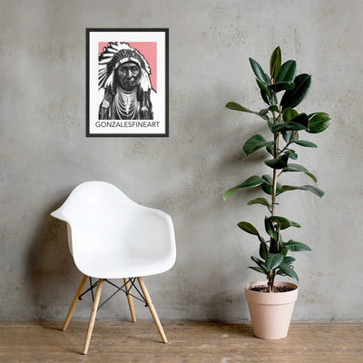Chief Joseph Black, White and Pink Framed poster