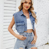 European and American women's pocket vest top